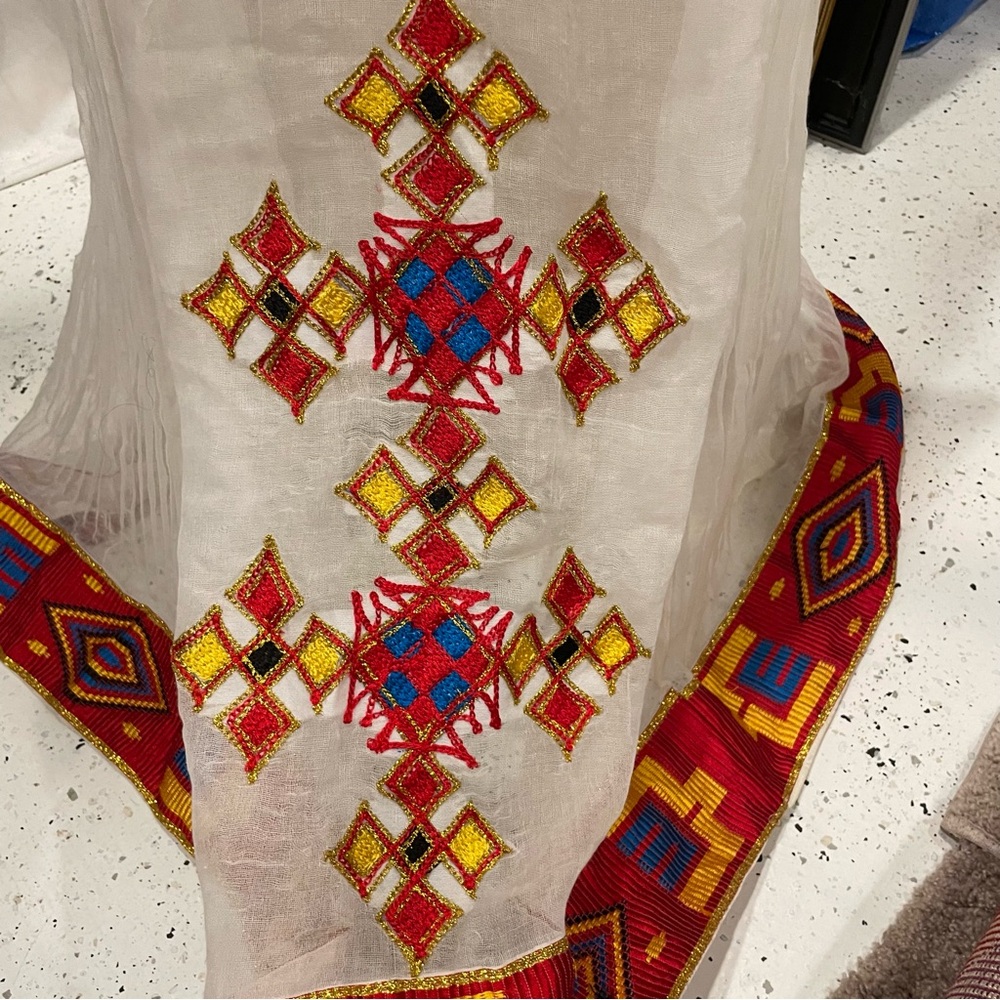 Beautiful hand made Ethopian Eritrean wedding dress hand made embroidery maxi - Picture 8 of 15
